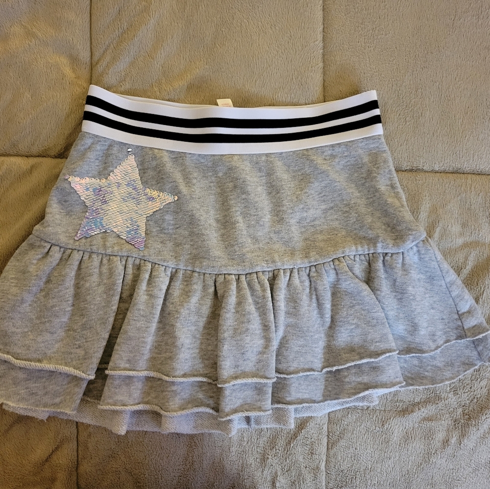 Justice Girls 12 Grey Sequin Star Skort